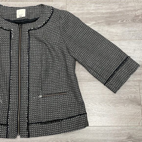 Sejour 3/4 Sleeve Zipper Front Tweed Jacket Blazer 14W - Picture 4 of 16